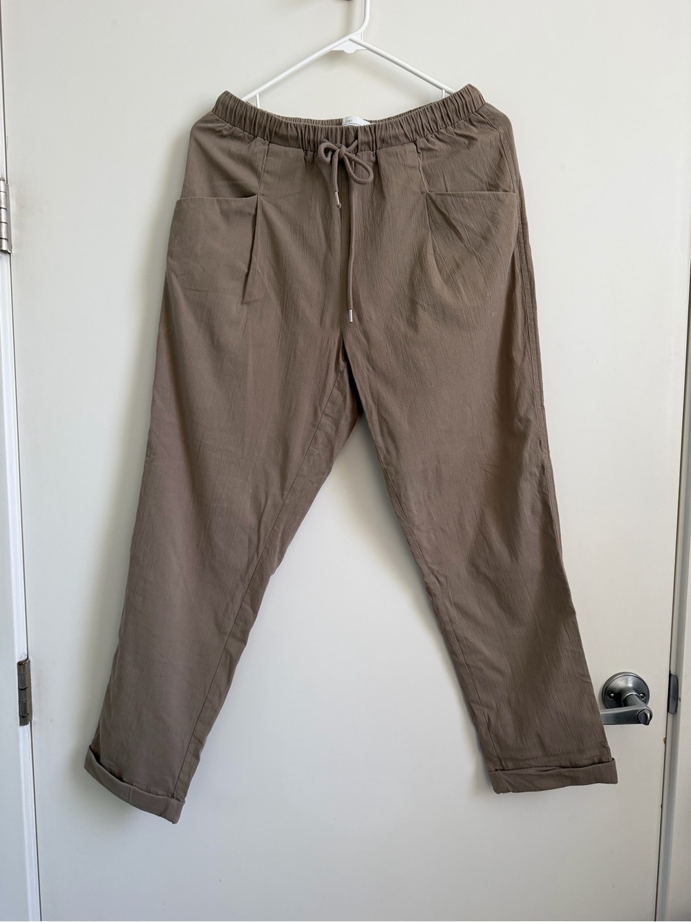 OAK + FORT Men's Drawstring Pants - Taupe Brown